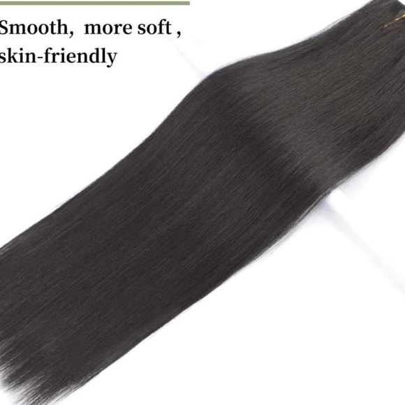 20 inch thick hairpieces black brown straight hair clip in extensions - Picture 4 of 7